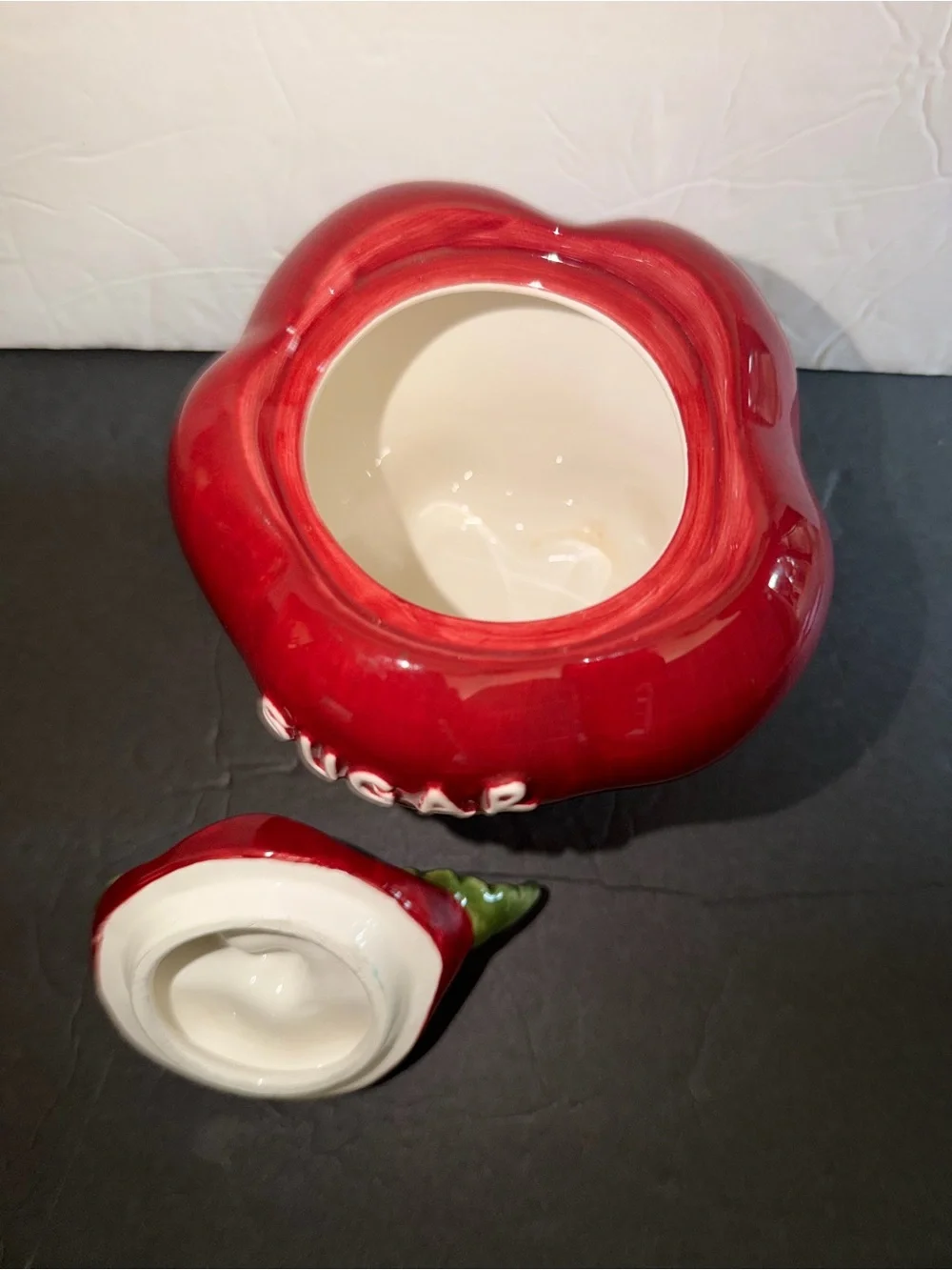 Red Apple Ceramic Tea Coffee Sugar Canister Set - Home Kitchen